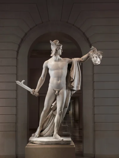 Loskamilos1 - Perseusz z głową meduzy, marmurowa rzeźba stworzona przez włoskiego rze...