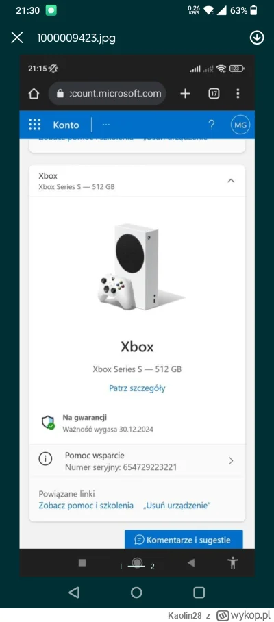 Kaolin28 - #xbox #xboxseries
Cześć
Chce kupić używanego na gwarancji Xbox series s i ...