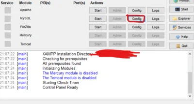 noipmezc - @tomekszz: wlacz xampp control panel i kliknij w ten guzik zaznaczony na o...