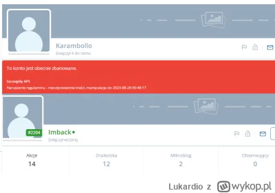 Lukardio - https://wykop.pl/ludzie/Karambollo
Wyłapał bana i usunął konto
https://wyk...