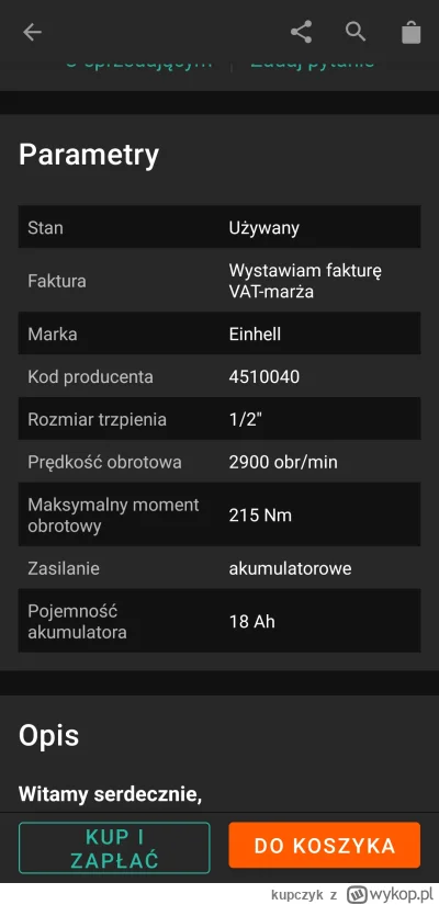 kupczyk - @nagi720317 niby max 215 ale ja w to wątpię. Te max to jak z przesyłem inte...