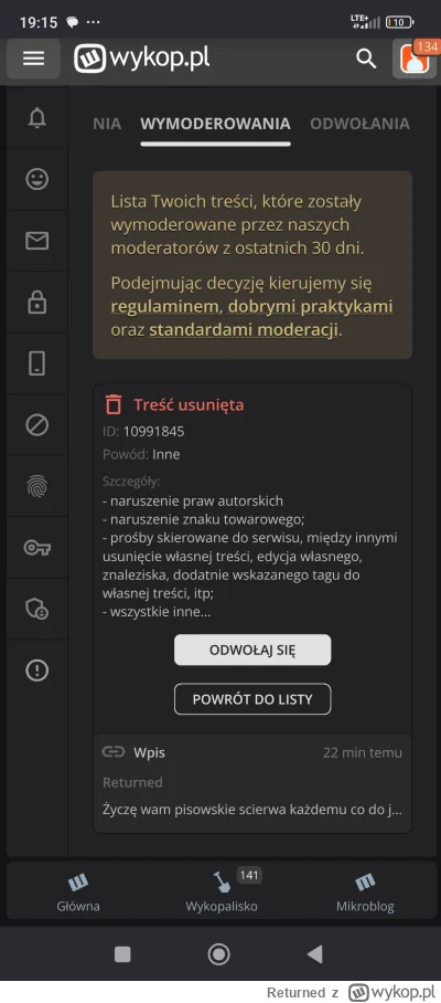 Returned - Z racji, że moderacja mi usunęła to napiszę jeszcze raz. Życzę wam pisowsk...