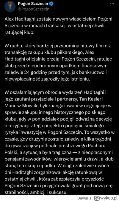 Dawul - Co to w ogóle za wpis w oficjalnych SM Pogoni xD? To brzmi jak jakiś artykuł ...
