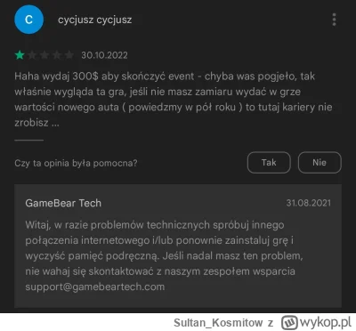 Sultan_Kosmitow - Uwielbiam czytać automatyczne odpowiedzi na opinie graczy ( ͡º ͜ʖ͡º...