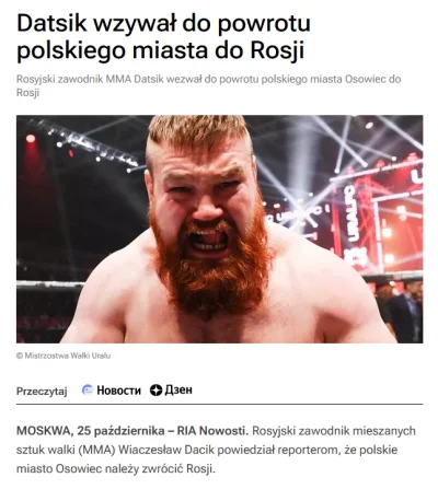 szurszur - Rosyjski zawodnik MMA nawołuję do odebrania Polsce  czesci Podlasia. Tego ...