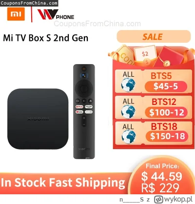 n____S - ❗ Xiaomi Mi TV Box S 2nd Gen. BT5.2 2/8GB
〽️ Cena: 45.41 USD (dotąd najniższ...