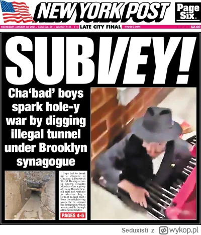 Seduxisti - Dzisiejsza okładka New York Post xD

#zydzi #usa #chabad #nypost