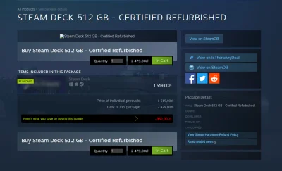 SpeaRRR - Na steamie pojawiły się certyfikowane odnowione wersje steam decka 

64GB -...