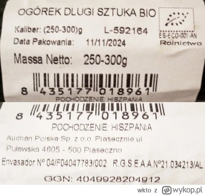 wkto - #listaproduktow
#ogorekdlugi #ogorekbio #auchan
aktualna firma: Coprohnijar, H...