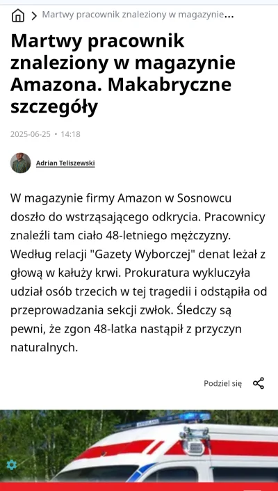 michau246 - Czy była lub jest zbiórka dla rodziny 48 letniego pracownika Amazonu, któ...