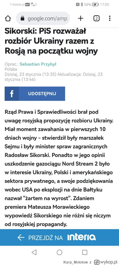 Karp_Molotow - Jak rozumiecie te słowa Sikorskiego, jest w tym choć ziarno prawdy? #r...