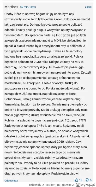 czlowiekzlisciemnaglowie - Interesujący komentarz odnoście rządowych zakupów zbrojeni...