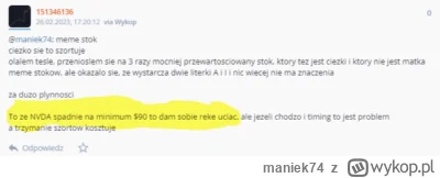 maniek74 - @Ghost2 26 luty 2023 wykop.pl początek hossy przy cenie jakoś 250$ 

i to ...