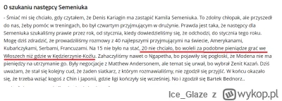 Ice_Glaze - Wypowiedz II trenera Zaksy M. Chadały nt poszukiwań następcy Semena. 
Prz...