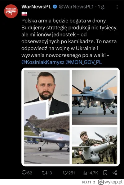 N331 - Kolejni (－‸ლ) zakupy Błaszczaka to był populizm. Kosiak robi to samo. Wojna to...