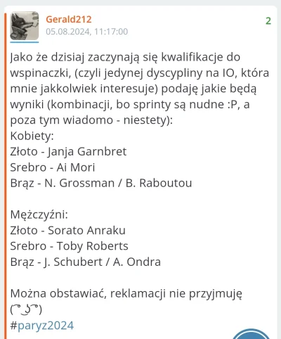 Gerald212 - Złoto: Roberts
Srebro: Anraku
Brąz: Schubert

Byłem blisko XD, Sorato mi ...