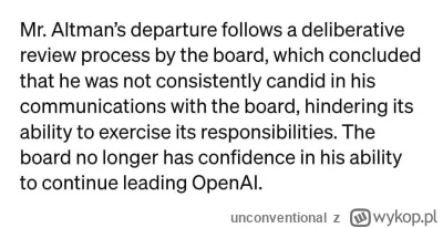unconventional - Sam Altman zwolniony ze stanowiska CEO w Open AI. Powodem utrata zau...