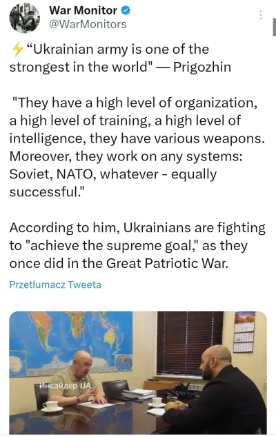 PoItergeist - Armia Ukraińska jest jedną z najsilniejszych na świecie - Prigożin

Maj...