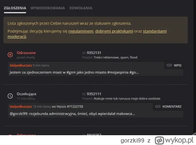 gorzki99 - Moderacja jak zwykle w formie. Koles floduje, obraza, uzywa slow wugarnych...