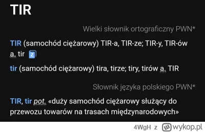 4WgH - > "tir' nie jeździ w ogóle nie ma czegoś takiego jak jeżdżący "tir".

@Jopek19...