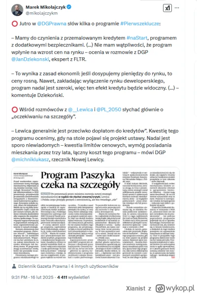 Xianist - Nowy program dopłat dla rentierów wpłynie na wzrost cen mieszkań. Po drugie...