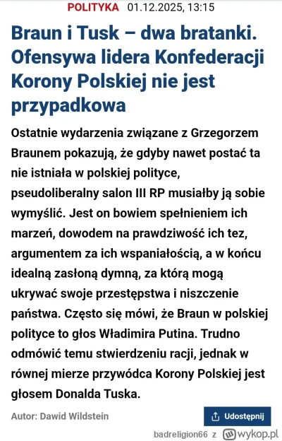 badreligion66 - #polityka Braun to tak naprawdę pomysł Tuska. Oczywiście dzięki głoso...