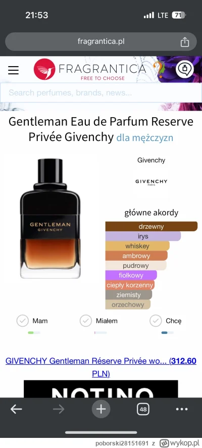 poborski28151691 - Cześć ma ktoś do sprzedania flakon Givenchy Gentleman Eau de Parfu...