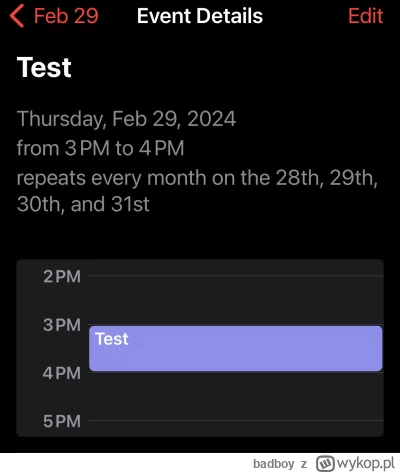 badboy - @xcGM dodaj event w kalendarzu na 31 grudnia, powtarzanie co miesiąc. Działa...