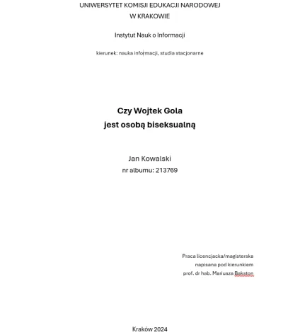 Mieszkopol - Mam tutaj pracę magisterską na 129 stron, napisaną przez jednego z naszy...