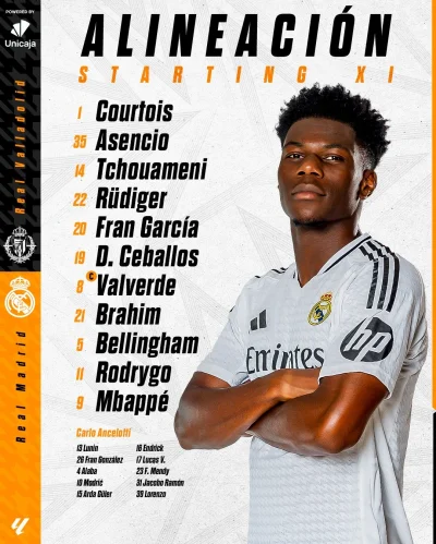 smialson - Skład na mecz z Valladolid 
#realmadryt #mecz