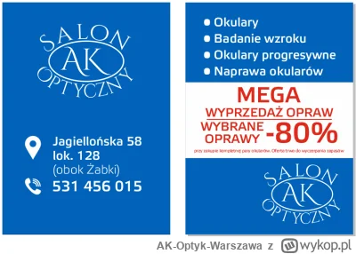 AK-Optyk-Warszawa - #okulary #warszawa

Nowa oferta PROMOCYJNA : Wyprzedaż wybrane op...