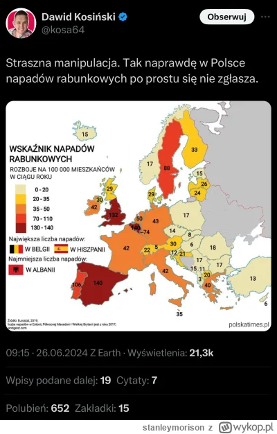 stanleymorison - Pewnie dlatego, że na zachodzie jest inna definicja napadu rabunkowe...