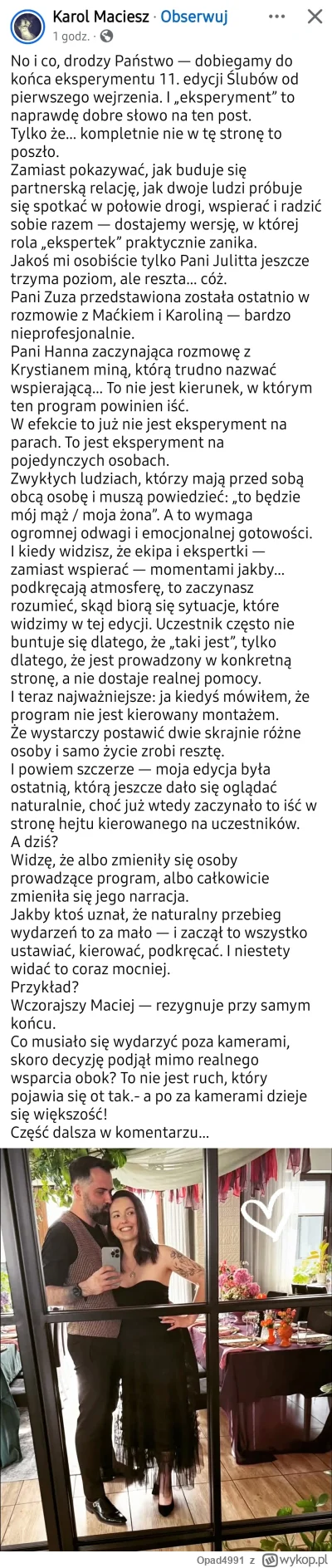 Opad4991 - #slubodpierwszegowejrzenia Karol z 5 edycji przejechał sie po "ekspertkach...