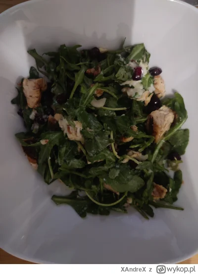 XAndreX - Kurczak grillowany, pestki granata, orzech włoski, gorgonzola, rukolą, oliw...