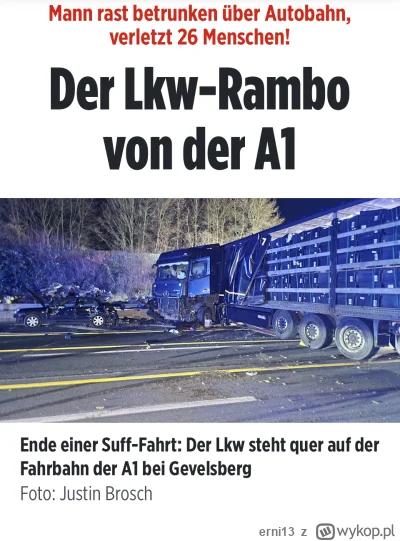 erni13 - N------y kierowca polskiego tira przejechał prawie 40km doprowadzając do wie...