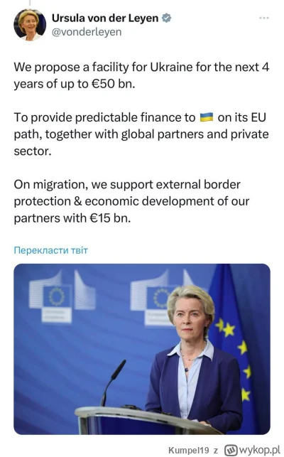 Kumpel19 - Przewodnicząca Komisji Europejskiej Ursula von der Leyen potwierdziła plan...