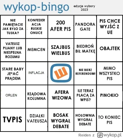 Reiden - #wybory #heheszki #bingo #wykopowebingo #konfederacja #tvpis #lewica #polity...