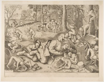 Loskamilos1 - "Kupiec okradziony przez małpy", dzieło Pietera van der Heydena z roku ...