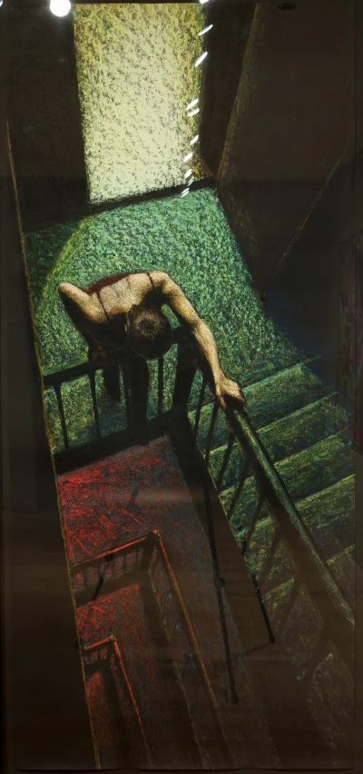 GARN - #sztuka #art #malarstwo #obrazy autor: Jane Dickson | Woman on the Stairs No. ...