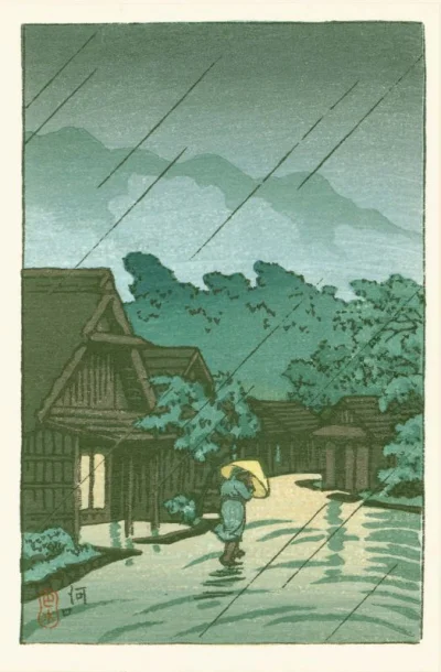 fledgeling - Kawase Hasui  - Kawaguchi w deszczu

#sztuka #drzeworyt #ukiyoe