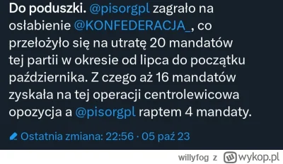 willyfog - Ostatnio ktoś do mnie strzelał, że z Konfy elektorat płynie do PiSu. Tylko...