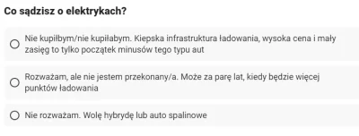 Yelonek - Według naszej ankiety 0% ankietowanych rozważa kupno samochodu w pełni elek...