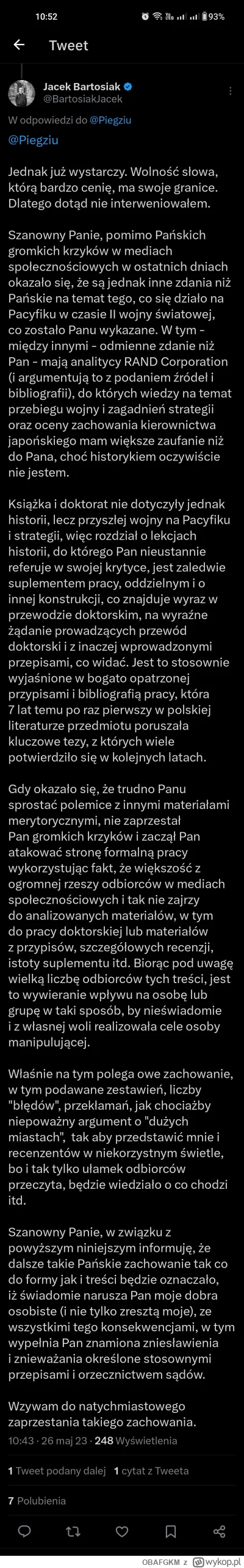 OBAFGKM - Uu, Bartosiak się rozsierdził, bo jakiś spec od Wojny na Pacyfiku ostatnio ...