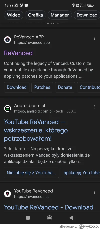 albadorap - #youtubepremium jaki revanced pobrać na androida?