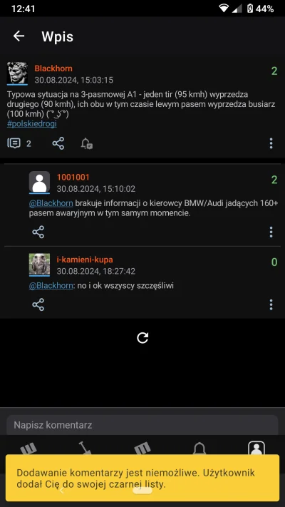 Blackhorn - Zgłaszam buga w apce mobilnej. Będąc zbanowanym ( ͡º ͜ʖ͡º) przy otwierani...