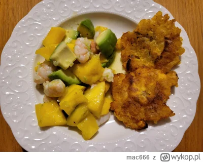 mac666 - Tostones, czyli smażony banan warzywny i coś na kształt ceviche z krewetek, ...