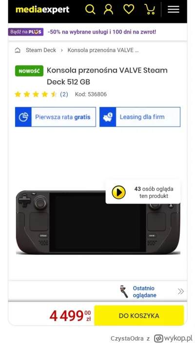 CzystaOdra - JANUSZE ROKU? Media Expert sprzedaje za 4499 zł Steam Decka 512gb. Na st...
