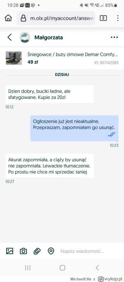 MichaelEllis - Myślałem, że te wiadomości z #olx są naprawdę, a to tylko legenda. Róż...