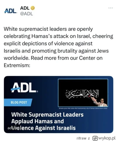 rifraw - Kiedy BLM popiera Hamas to ADL wyzywa do potępienia białych suprematystów xD