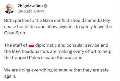 Kumpel19 - Polski minister spraw zagranicznych Zbigniew Rau wezwał Izrael i Hamas do ...